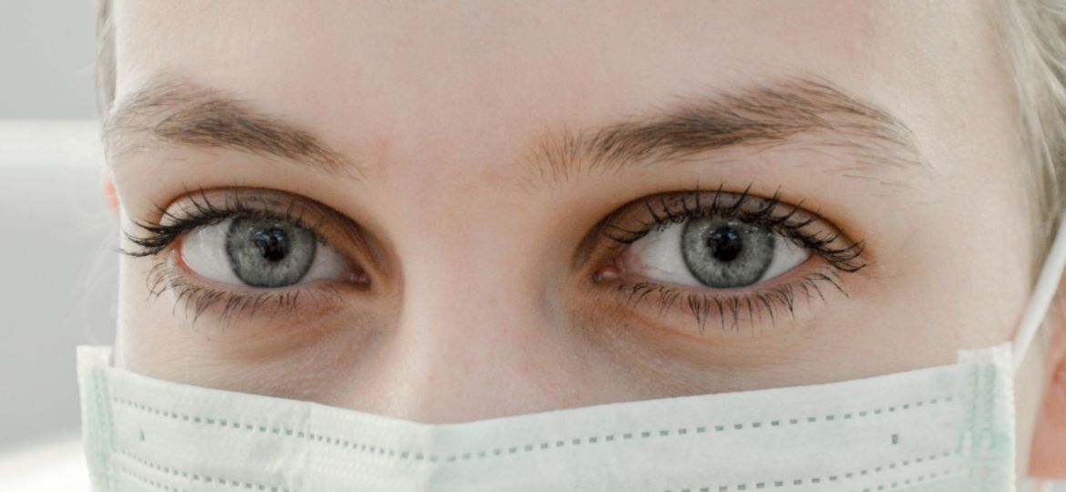 Woman wearing medical face mask