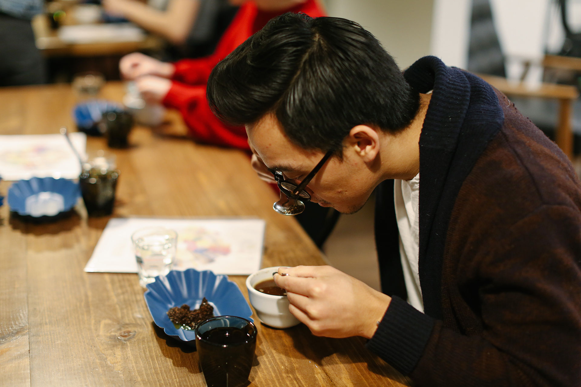 man taking a coffee class