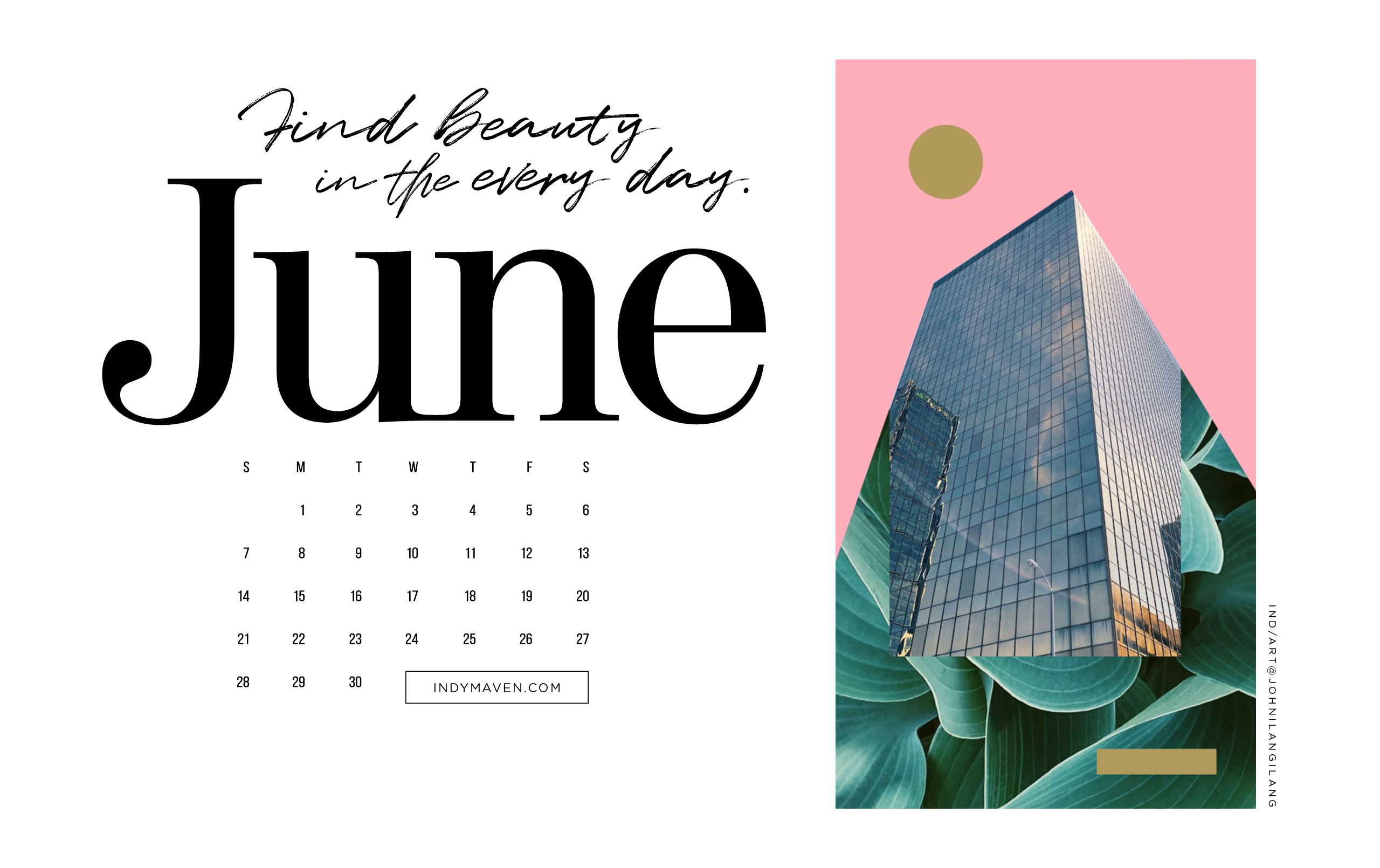 Indy Maven June Desktop Calendar