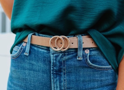 Double O Ring Taupe Belt