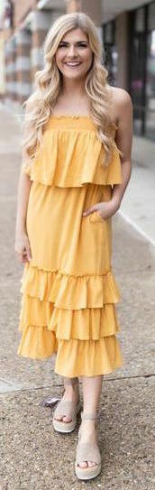 yellow ruffle dress