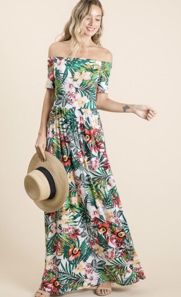 tropical maxi dress
