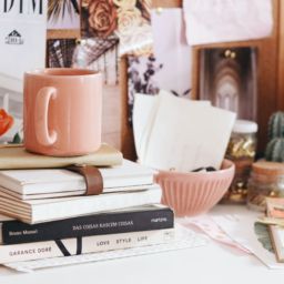 Books, Coffee mug on desk