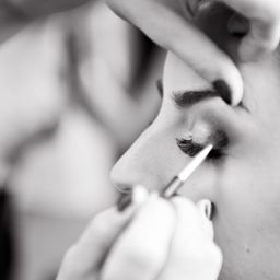 Makeup artist applying eyeshadow