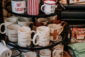 This is a collection of mugs from a boutique called Five Thirty Home.