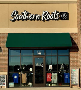 An exterior photo of the Southern Roots Gift Co. boutique in Franklin Township