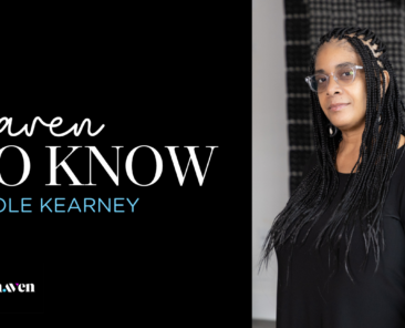 Maven to Know Nicole Kearney graphic on the left with an image of Nicole Kearney on the right