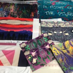 A selection of scarves from the cancer scarves project by Hancock Health