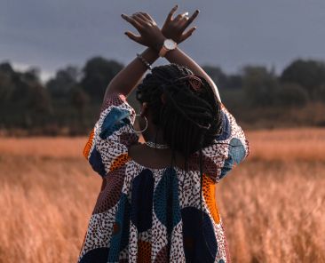 Woman with her hands in the air