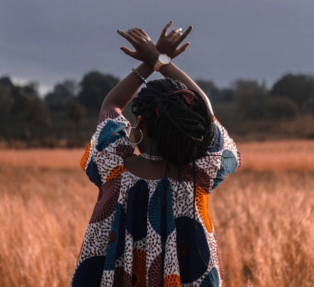 Woman with her hands in the air