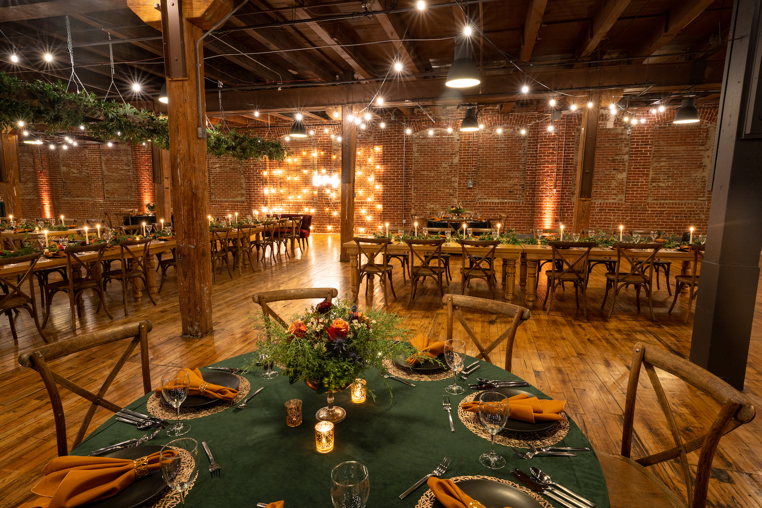 A photo of tables in The Heirloom event space