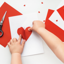 A child making a Valentine's Day card