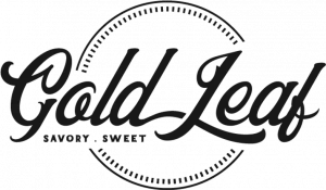 GoldLeaf Savory & Sweet logo in cursive black lettering