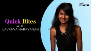 A photo with the words "Quick Bites with Lavanya Narayanan and a photo of a woman next to it