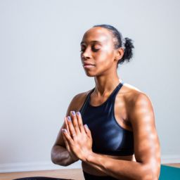 A woman practicing yoga