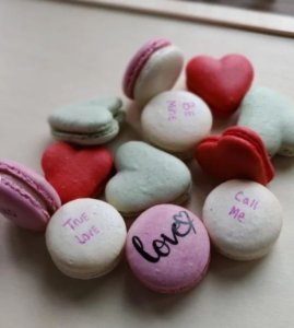 A photo of Valentine's Day themed macaroons