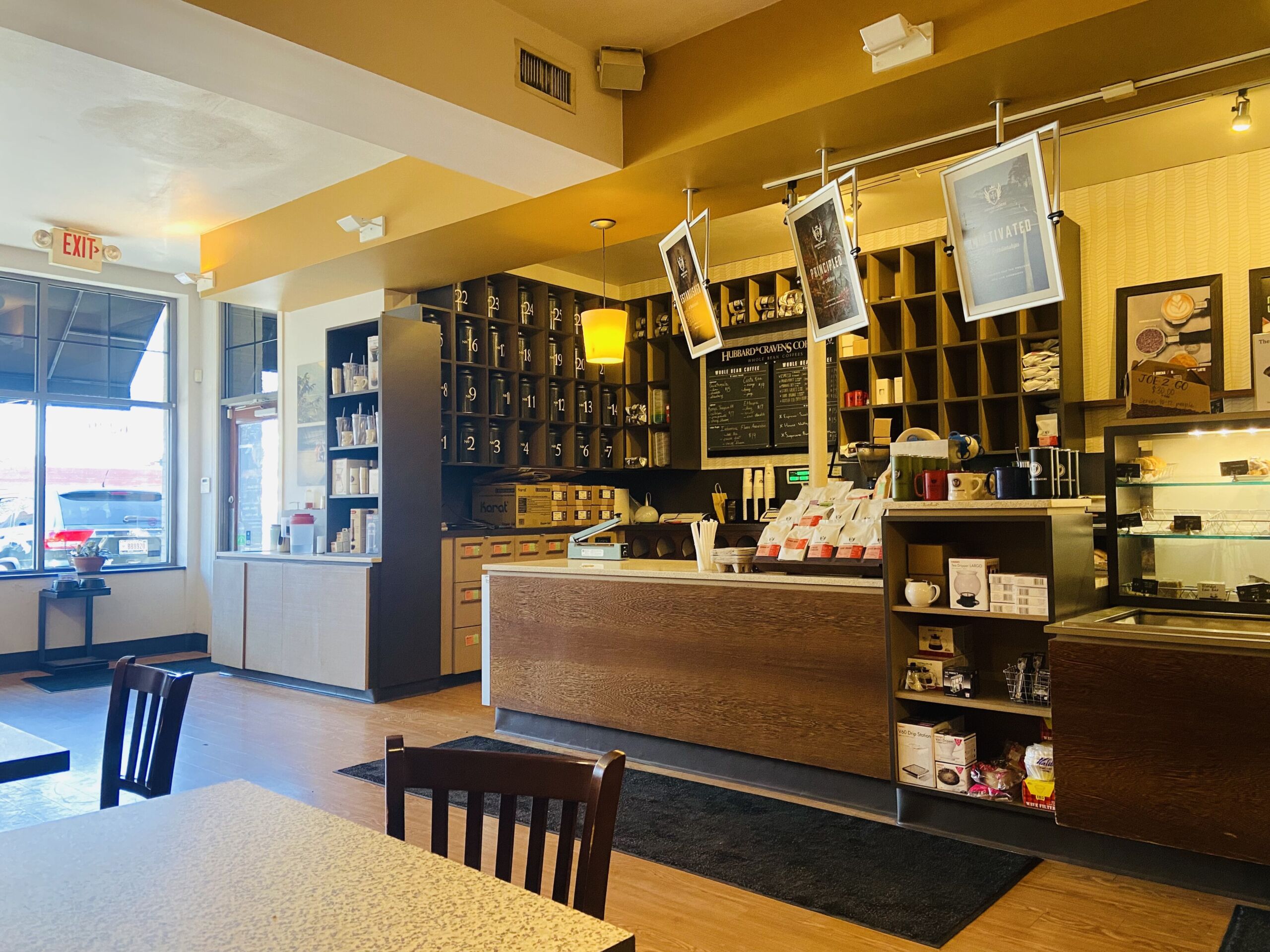 Hubbard & Cravens inside front of cafe