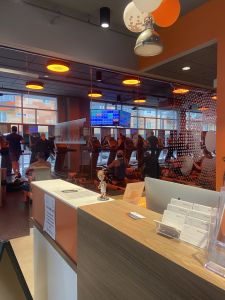 A photo of an orange colored fitness center