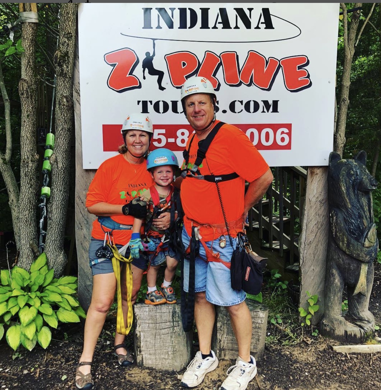 A family about to zipline