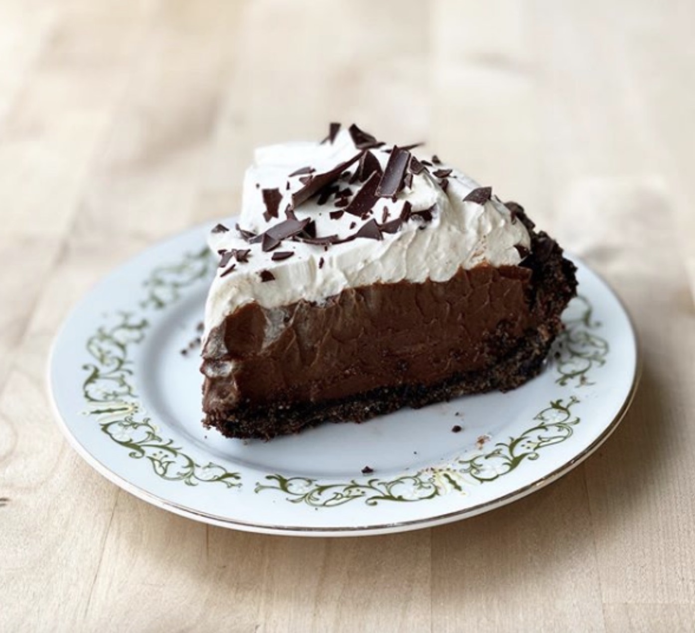 A chocolate cream pie