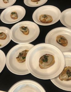Plates of mushroom pate from Abbi Merriss at the Rev event