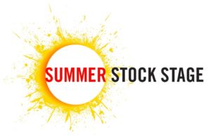 yellow paint splatter that resembles a sun for the logo of summer stock stage