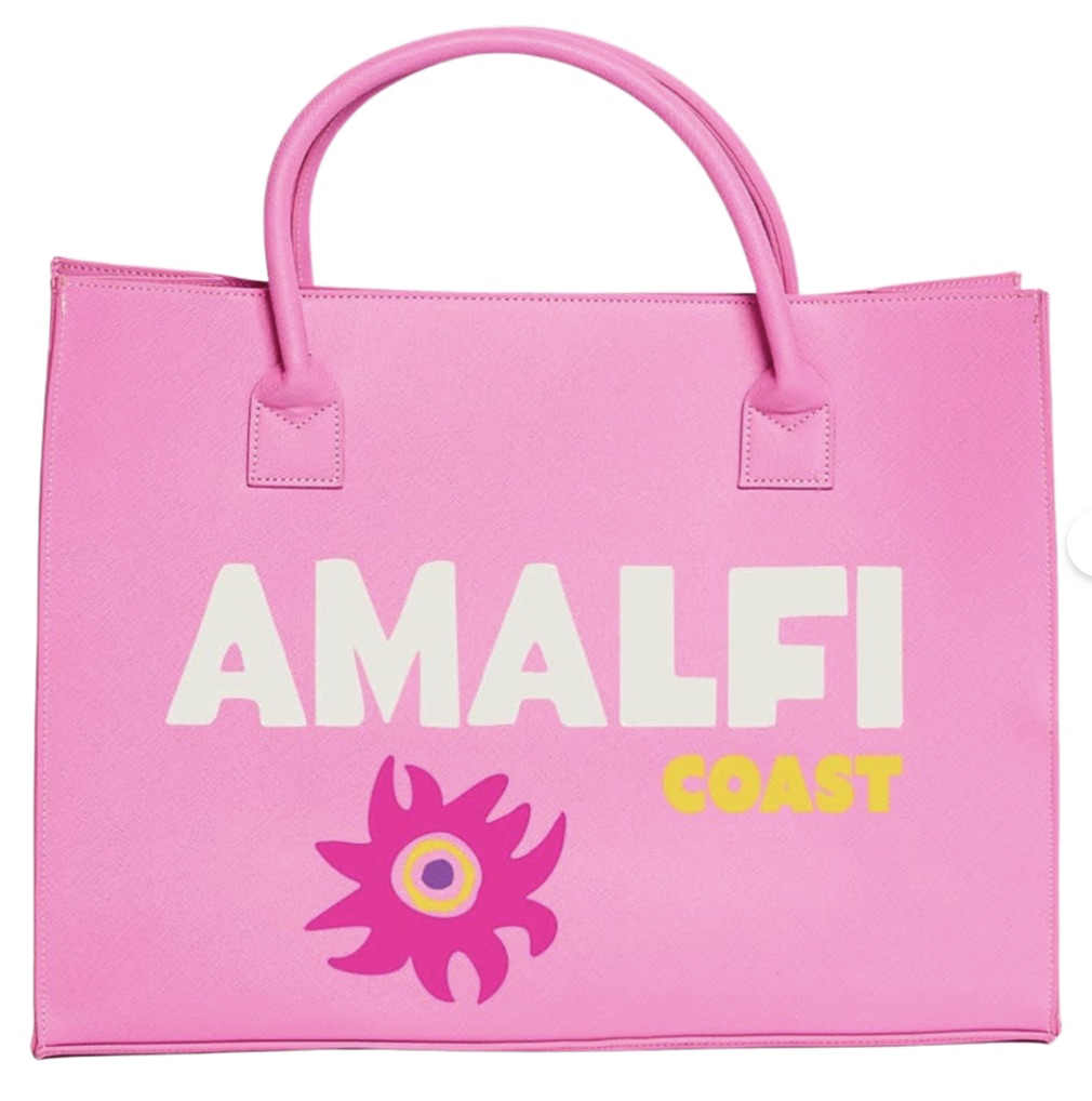 A pink Amalfi Coast vacation tote bag