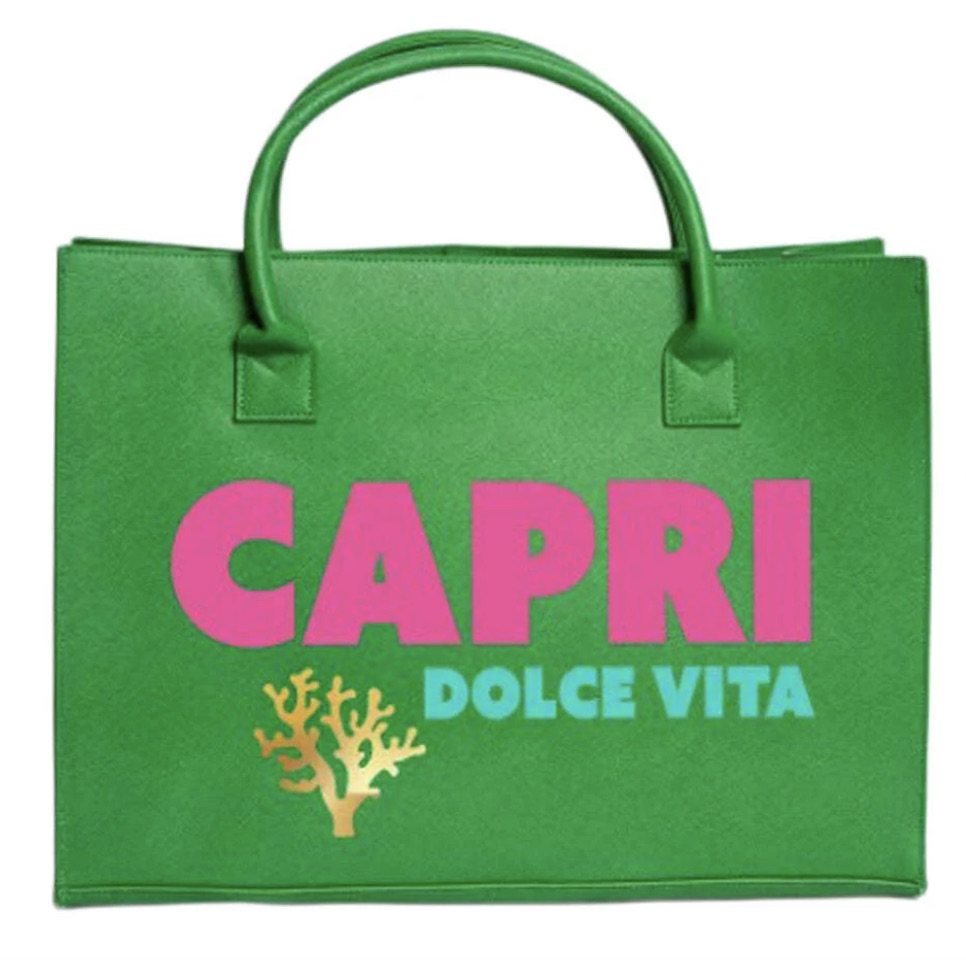 A green Capri tote bag