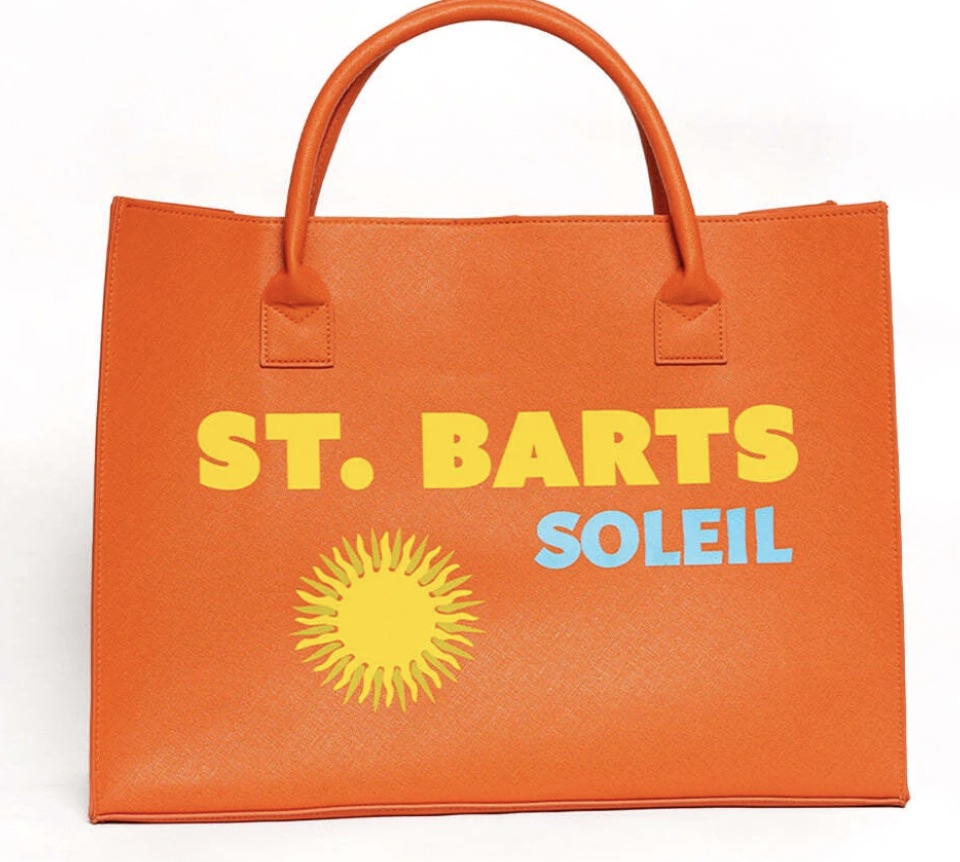An orange St. Barts tote bag