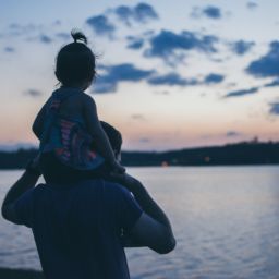Sentimental dad Father's Day gift guide with a child sitting on a man's shoulders