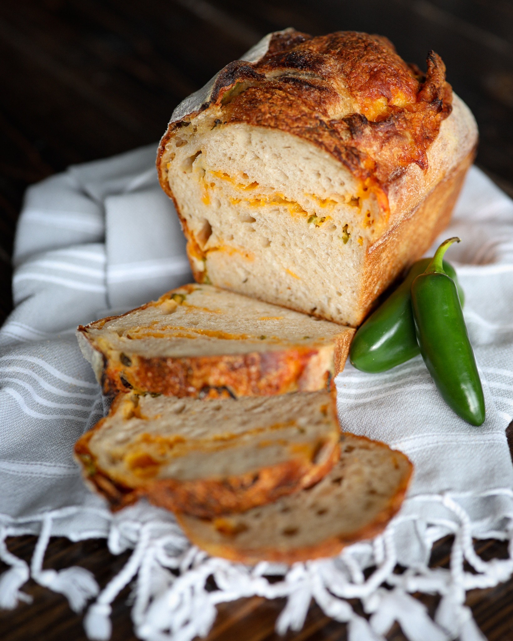 jalapeno cheddar bread from a farmers market