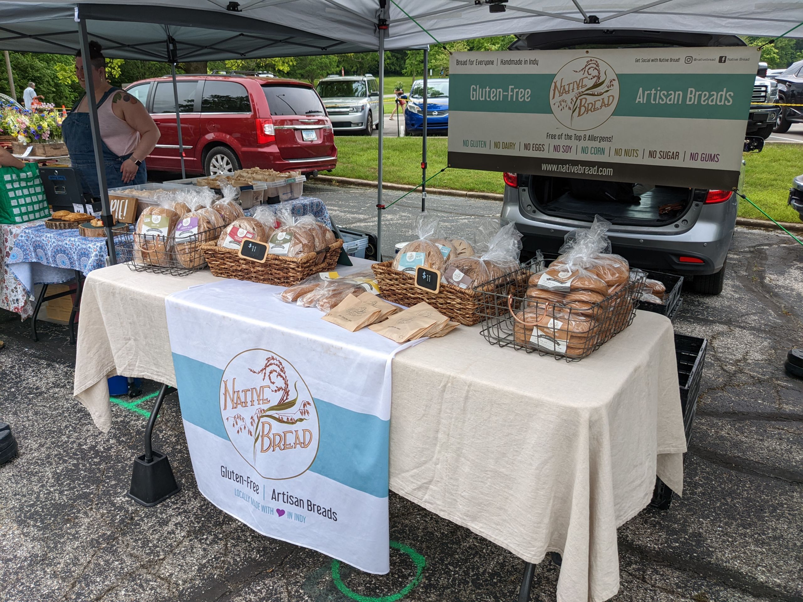 the Native Bread farmers market booth