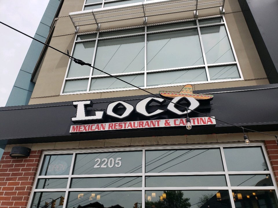 Outside shot of Loco Mexican Restaurant & cantina sign