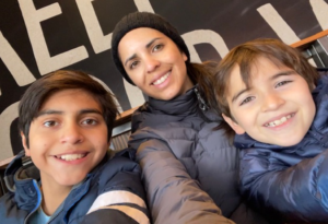 Marcela and her children Sebastian and Thiago