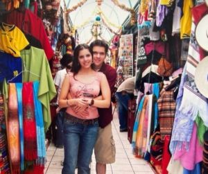 Marcela at a craft market in Ecuador with her husband Roberto Falconi