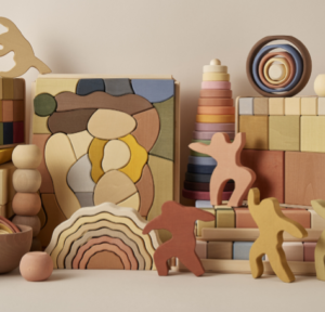 A variety of wooden toys 