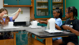 Girl Scouts explore science at the Math & Science Center located at Camp Dellwood in Indianapolis during a fall recruitment event.