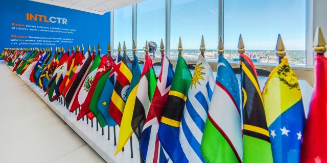 a collection of flags from all over the world