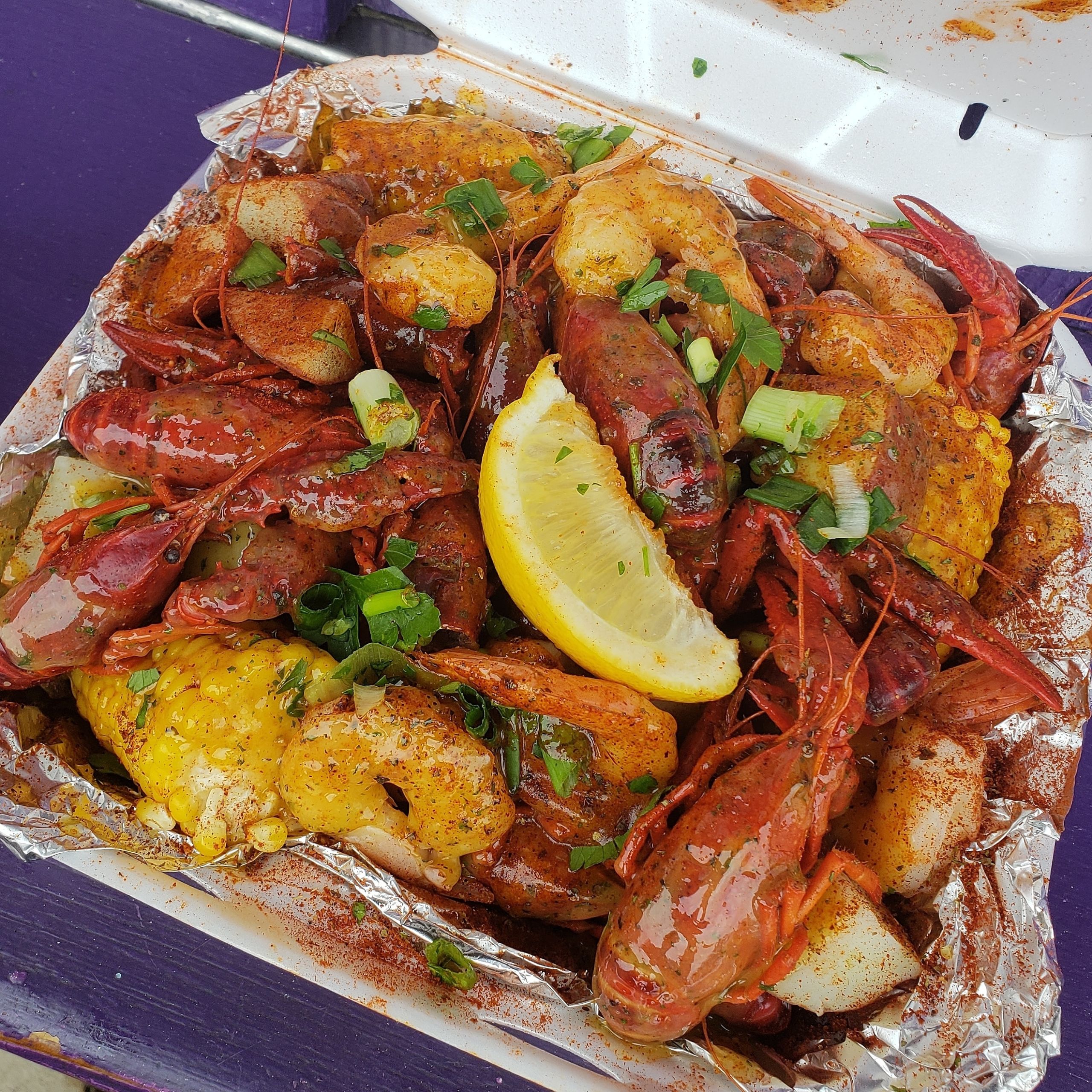 Jerk crawfish & shrimp tray