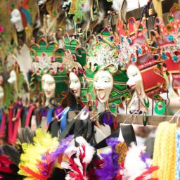 Colorful masks and beads on display for Mardi Gras