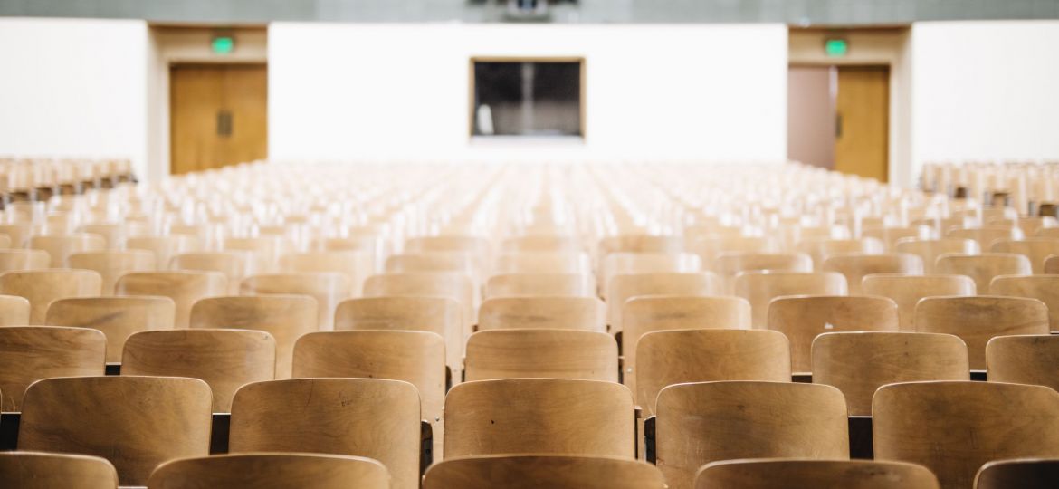 Empty college lecture hall