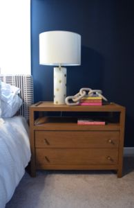 Bedroom nightstand with a lamp