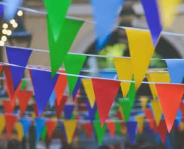 Multicolored triangle banner