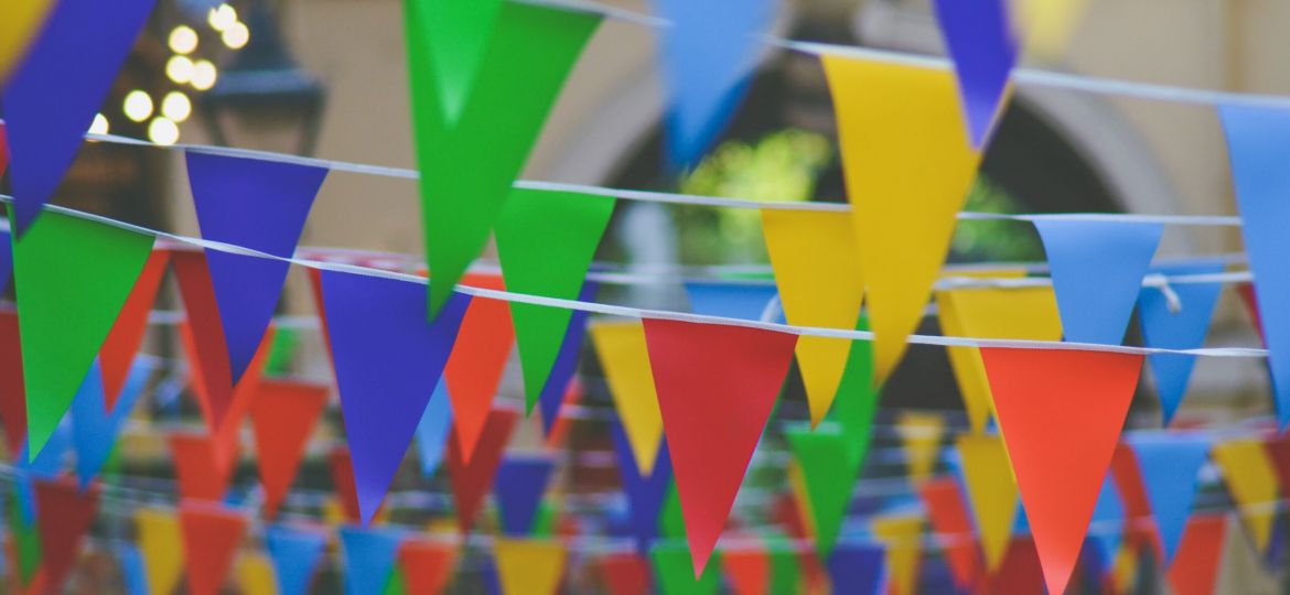 Multicolored triangle banner