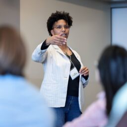 Tatjana Rebelle speaking at the Indiana Sustainability and Resilience Conference held at the Campus Center at IUPUI on Friday, Feb. 17, 2023.