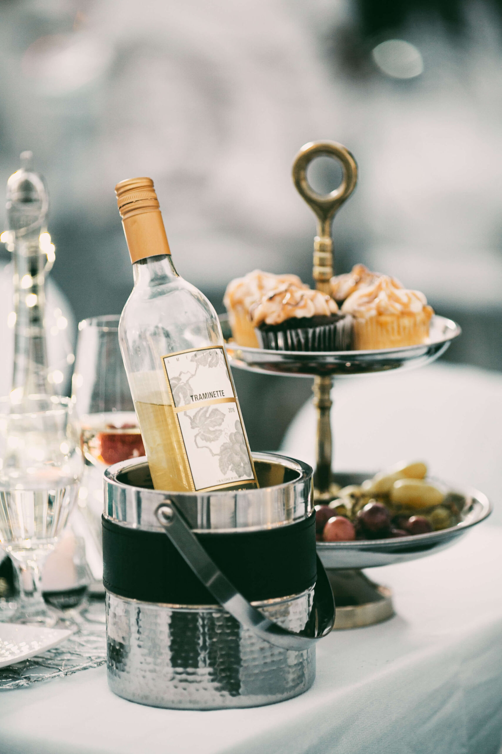 East Winery bottle of wine next to food