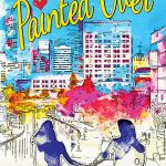 book cover of two people looking at city with the texture of paint