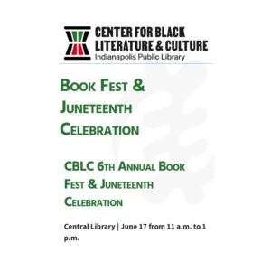 Flyer with green font for the book fest