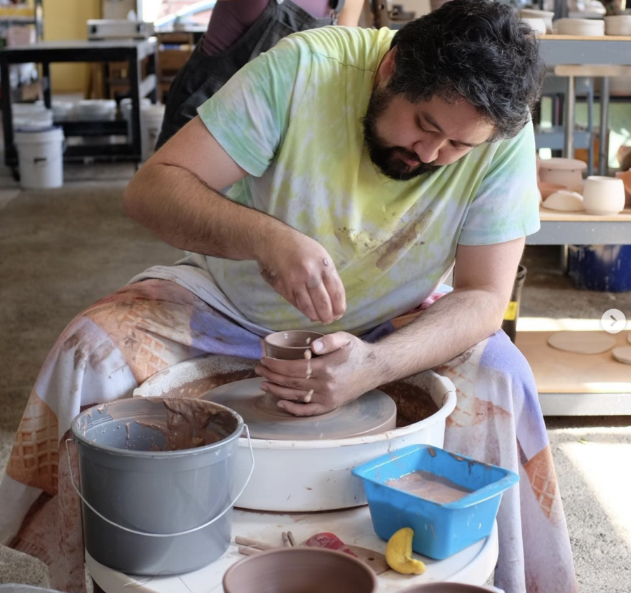 Man working on a ceramic