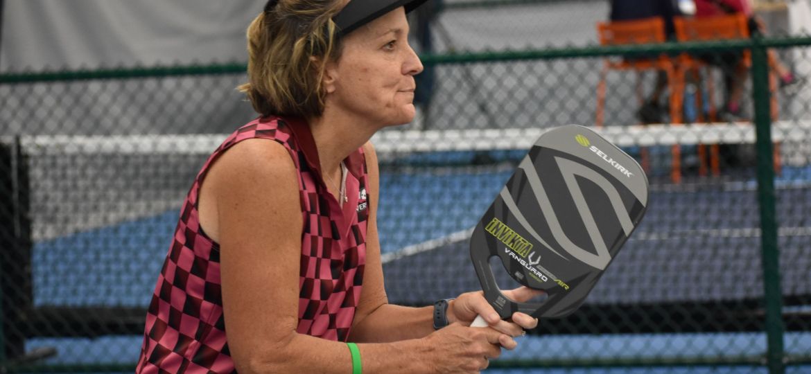 Heather Iffert playing Pickleball.